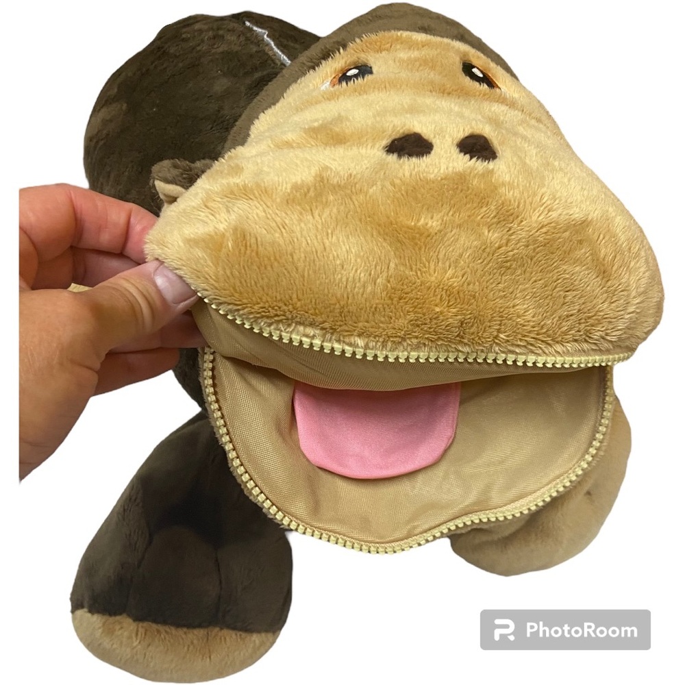 Stuffies Scout the Monkey Brown plush toy hidden pockets large stuffed pj bag